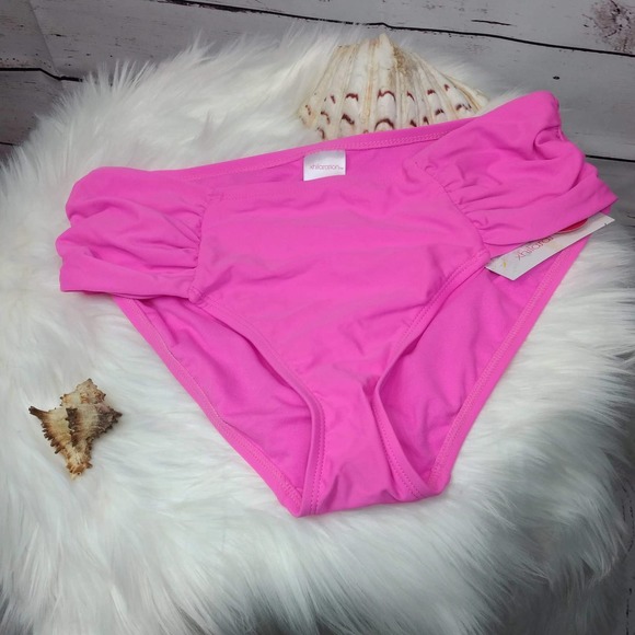 Women's Plus Shirred Tab Hipster Bikini Bottom - Picture 3 of 4